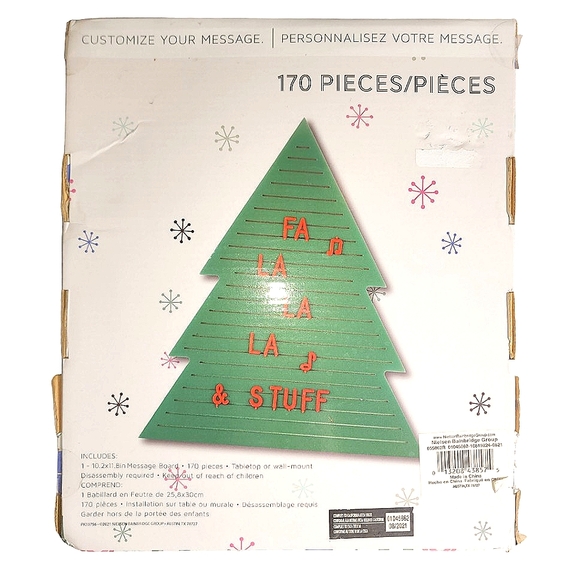 Burnes of Boston 170 Character Christmas Tree Message Board 10.2"X11.8"X0.25" - Picture 2 of 7